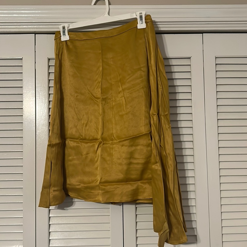 Antonio Melani Satin Mustard Asymmetrical Skirt
